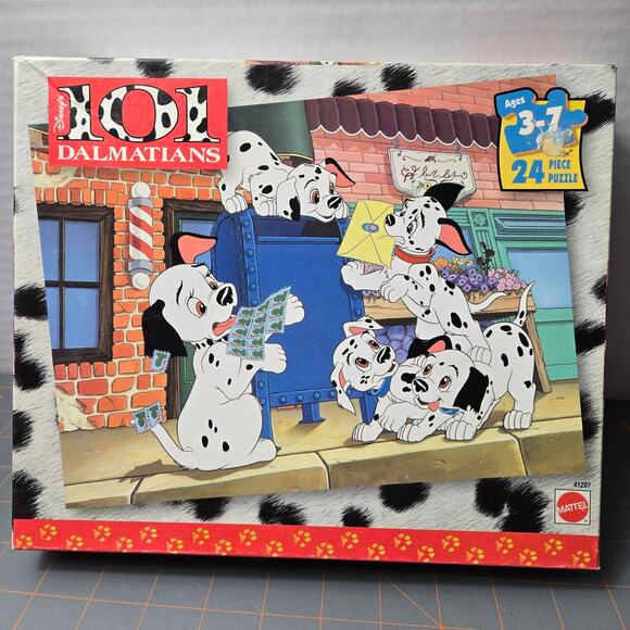 VTG Mattel 101 Dalmatians 24 Piece Jigsaw Puzzle 1996 Ages 3 to 7 Mailbox Stamps - Picture 1 of 6